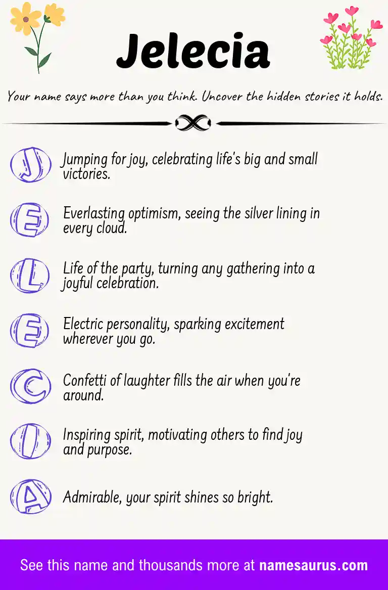 Acrostic poem about Jelecia.