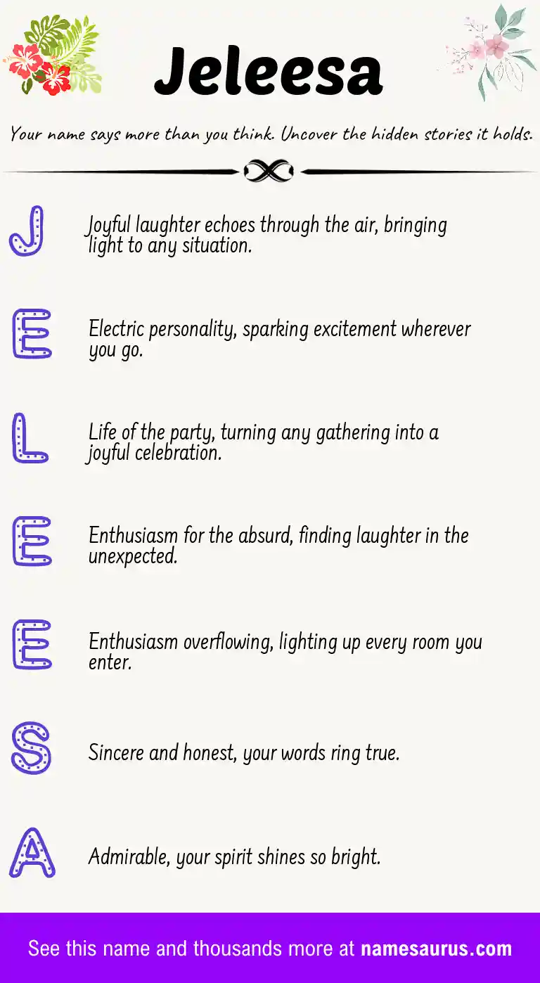 Acrostic poem about Jeleesa.