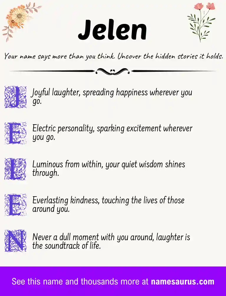 Acrostic poem about Jelen.