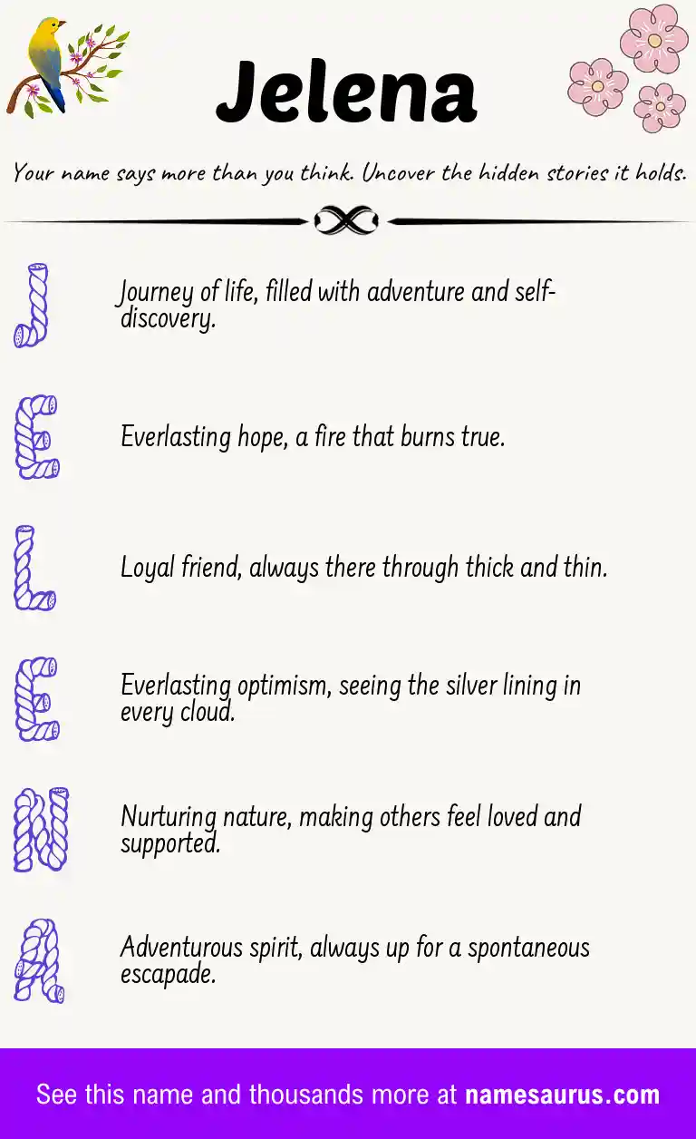 Acrostic poem about Jelena.