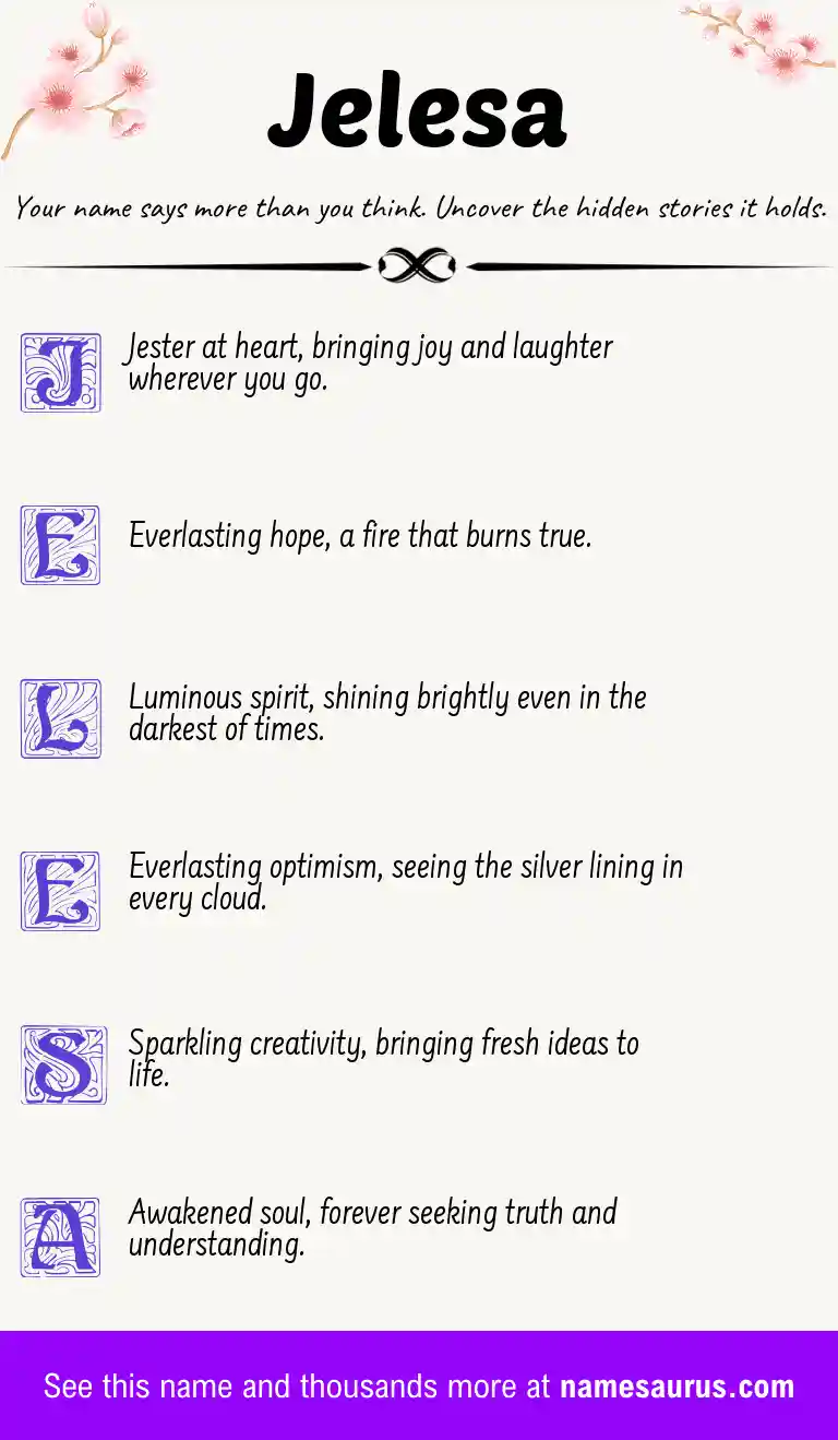 Acrostic poem about Jelesa.