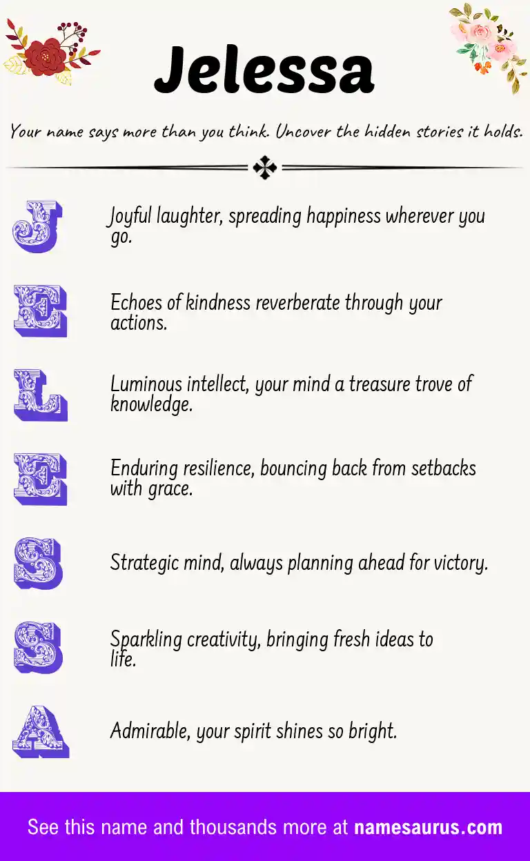 Acrostic poem about Jelessa.