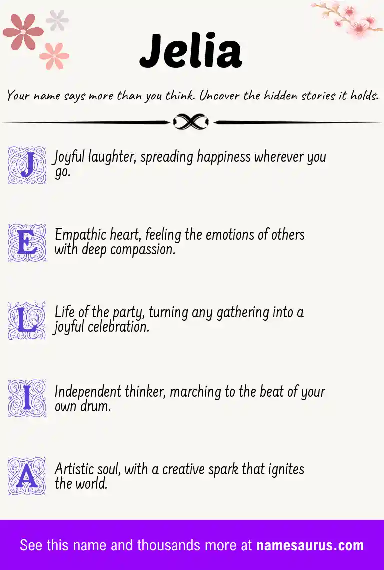 Acrostic poem about Jelia.
