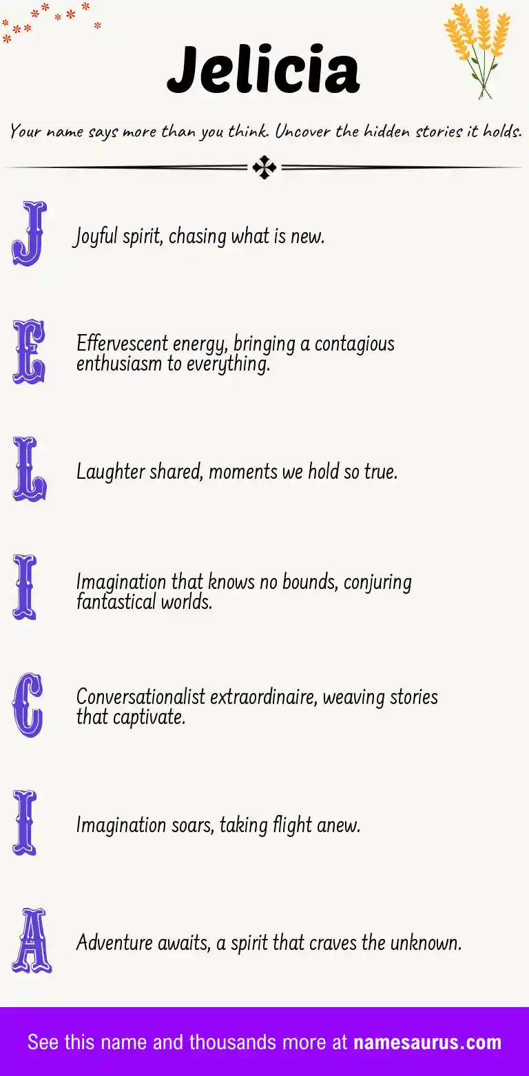 Acrostic poem about Jelicia.