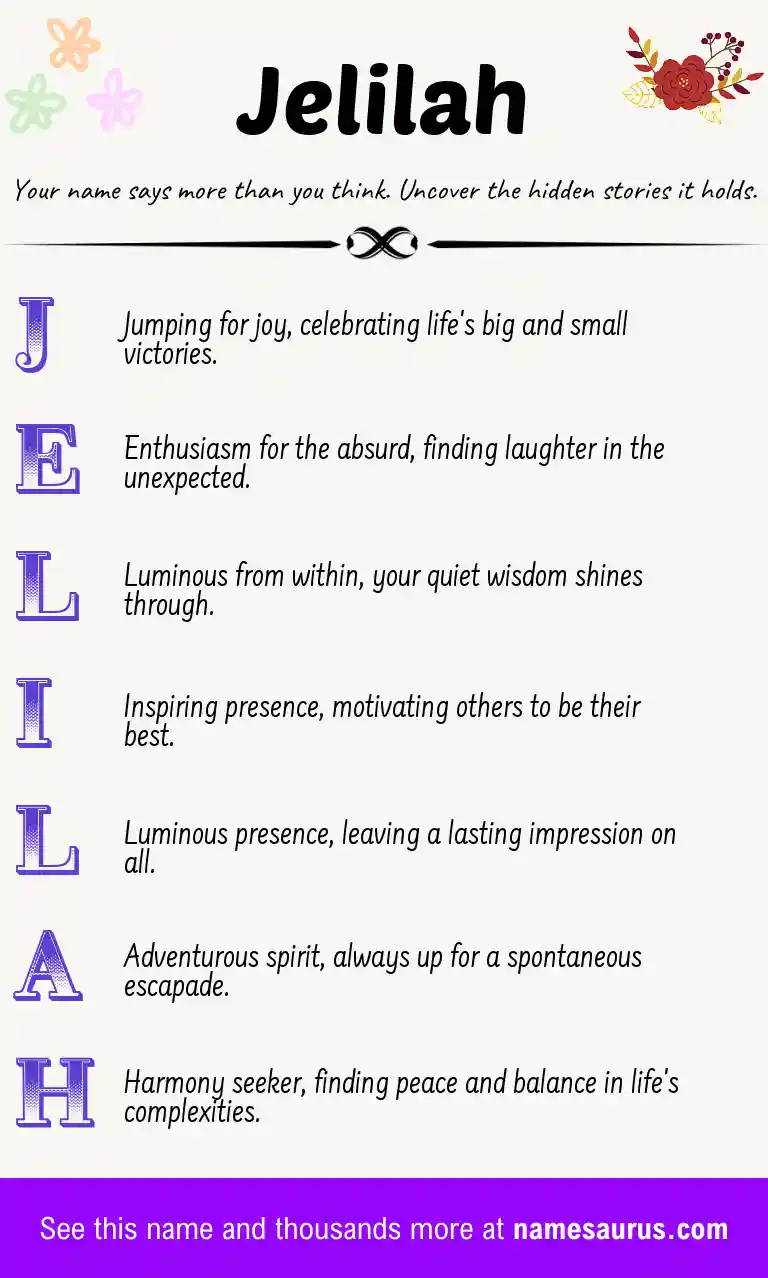 Acrostic poem about Jelilah.
