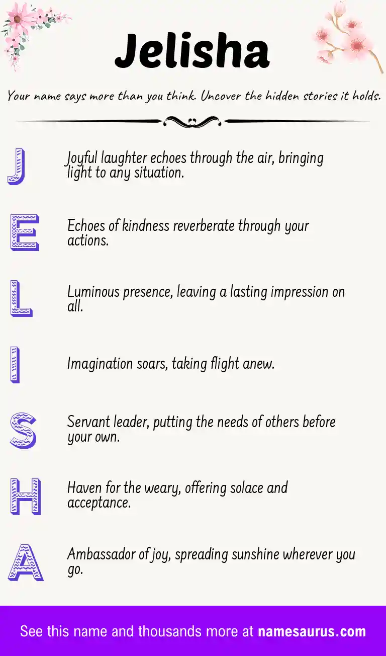 Acrostic poem about Jelisha.