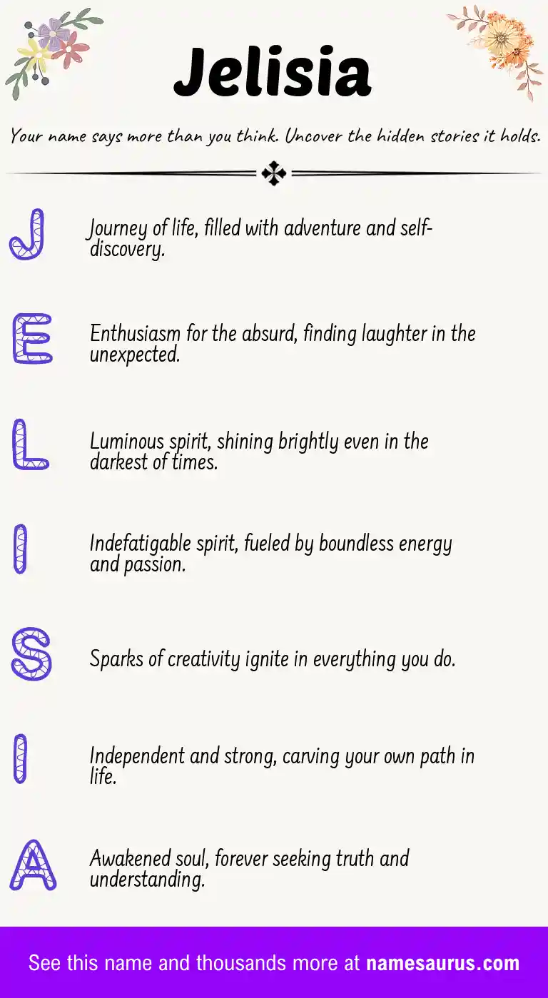 Acrostic poem about Jelisia.