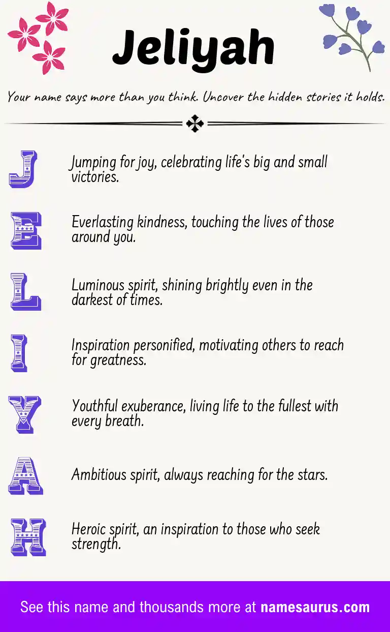 Acrostic poem about Jeliyah.