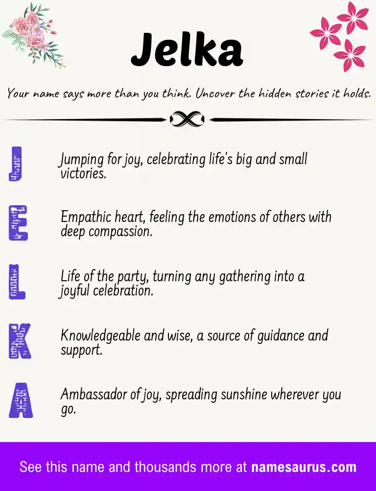 Acrostic poem about Jelka.