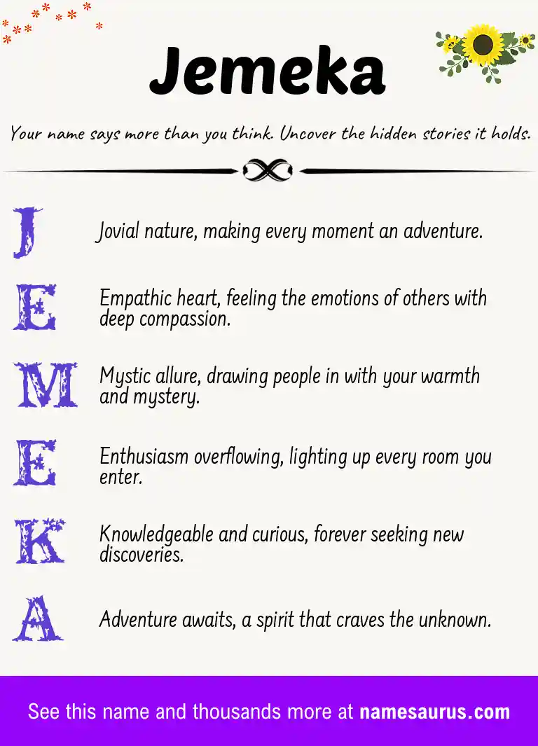 Acrostic poem about Jemeka.