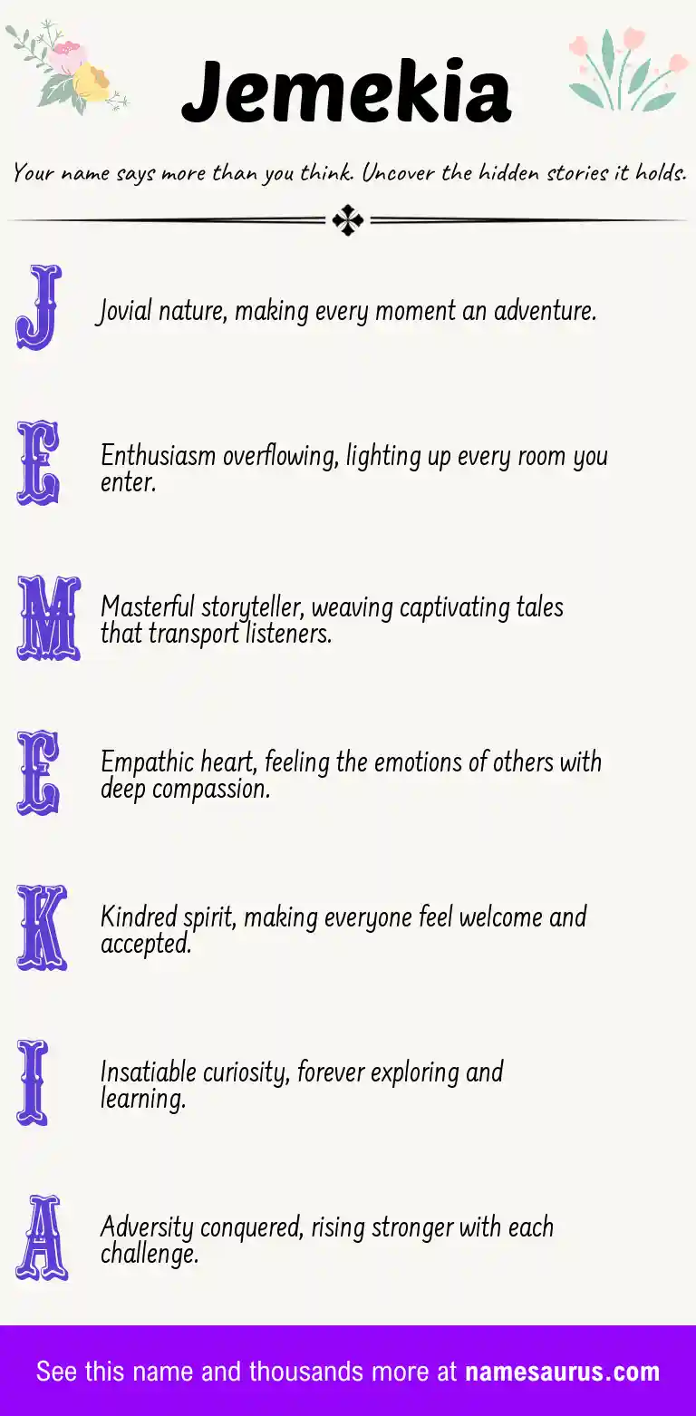 Acrostic poem about Jemekia.