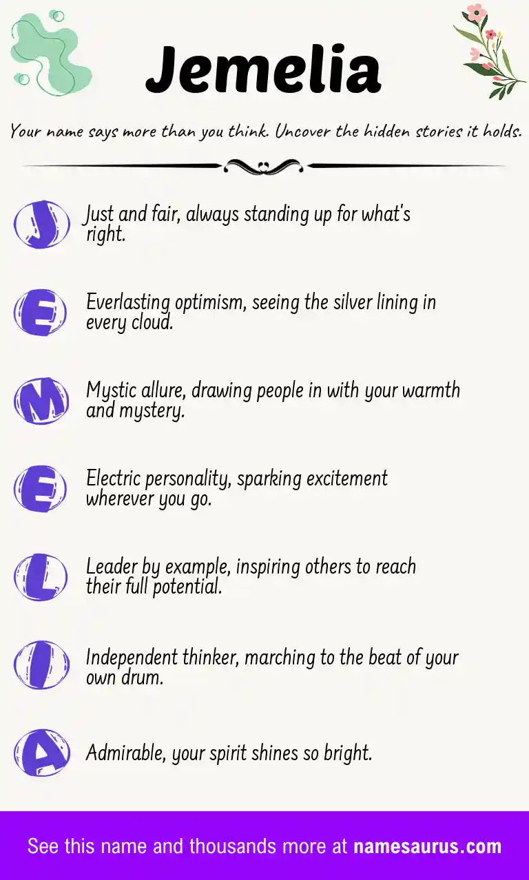 Acrostic poem about Jemelia.