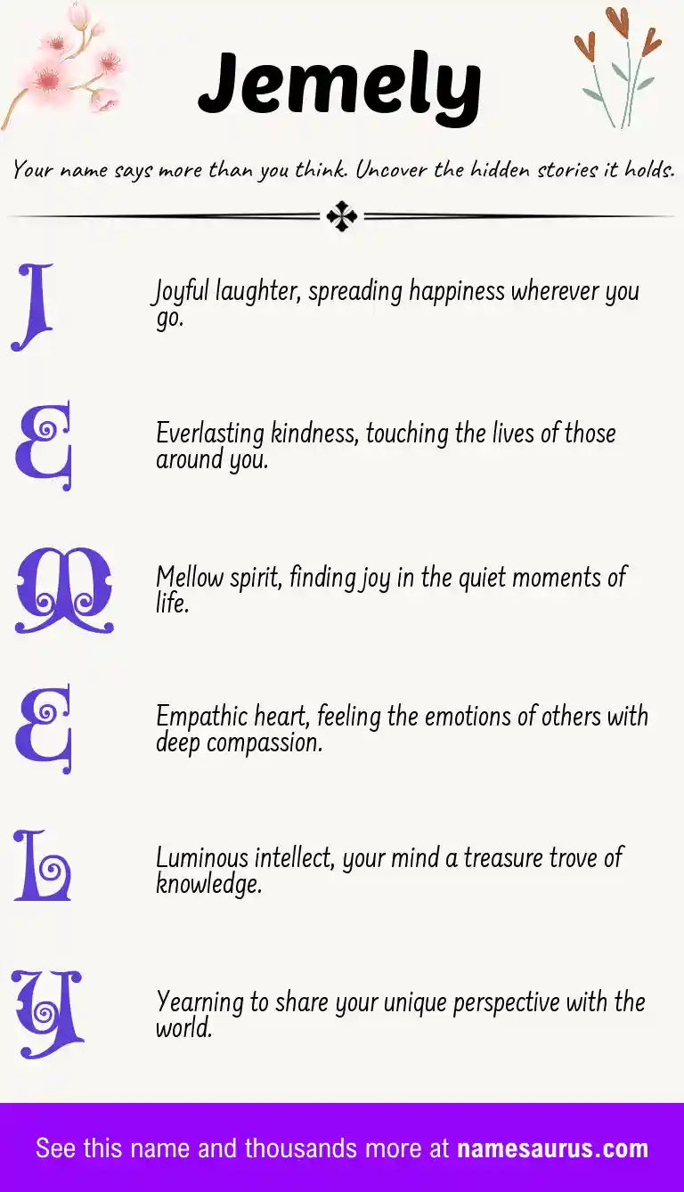 Acrostic poem about Jemely.