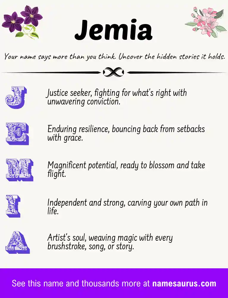 Acrostic poem about Jemia.