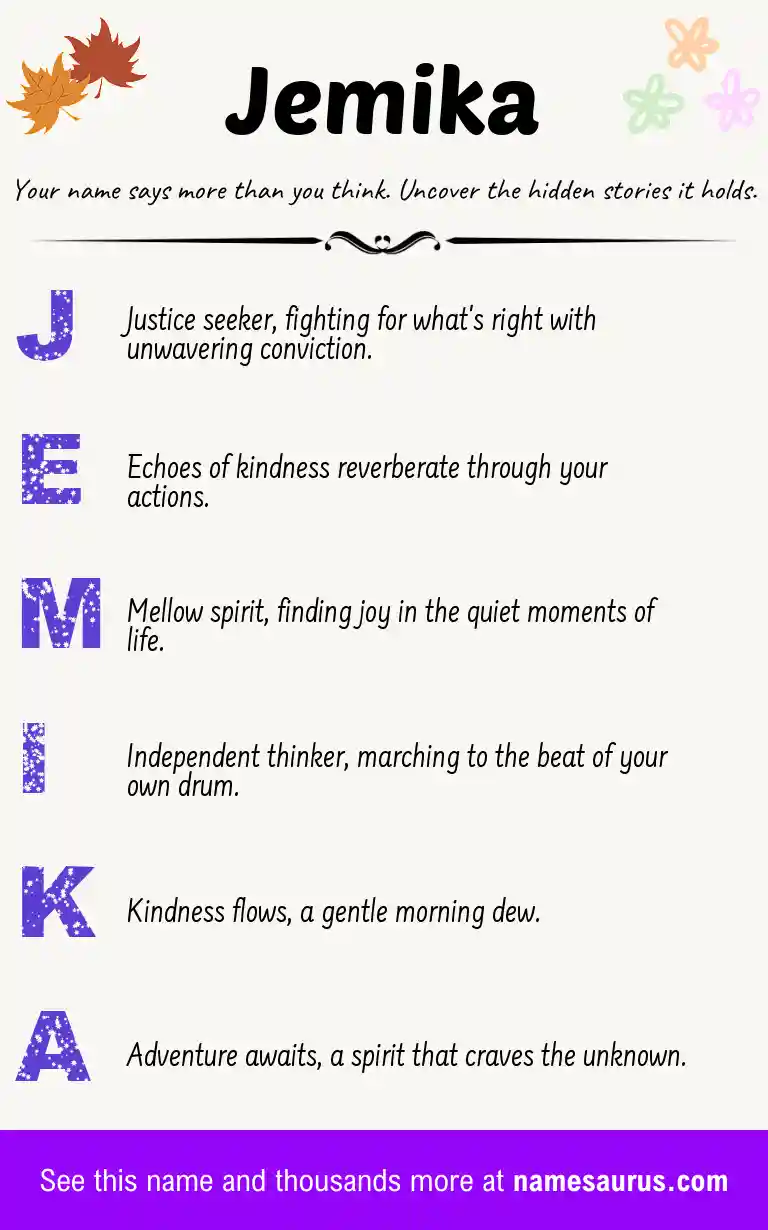 Acrostic poem about Jemika.
