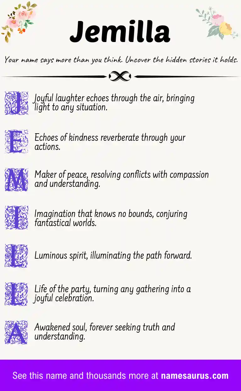 Acrostic poem about Jemilla.