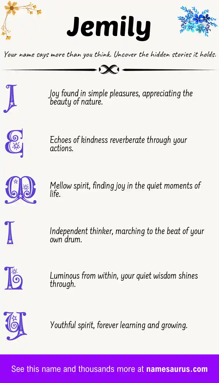Acrostic poem about Jemily.
