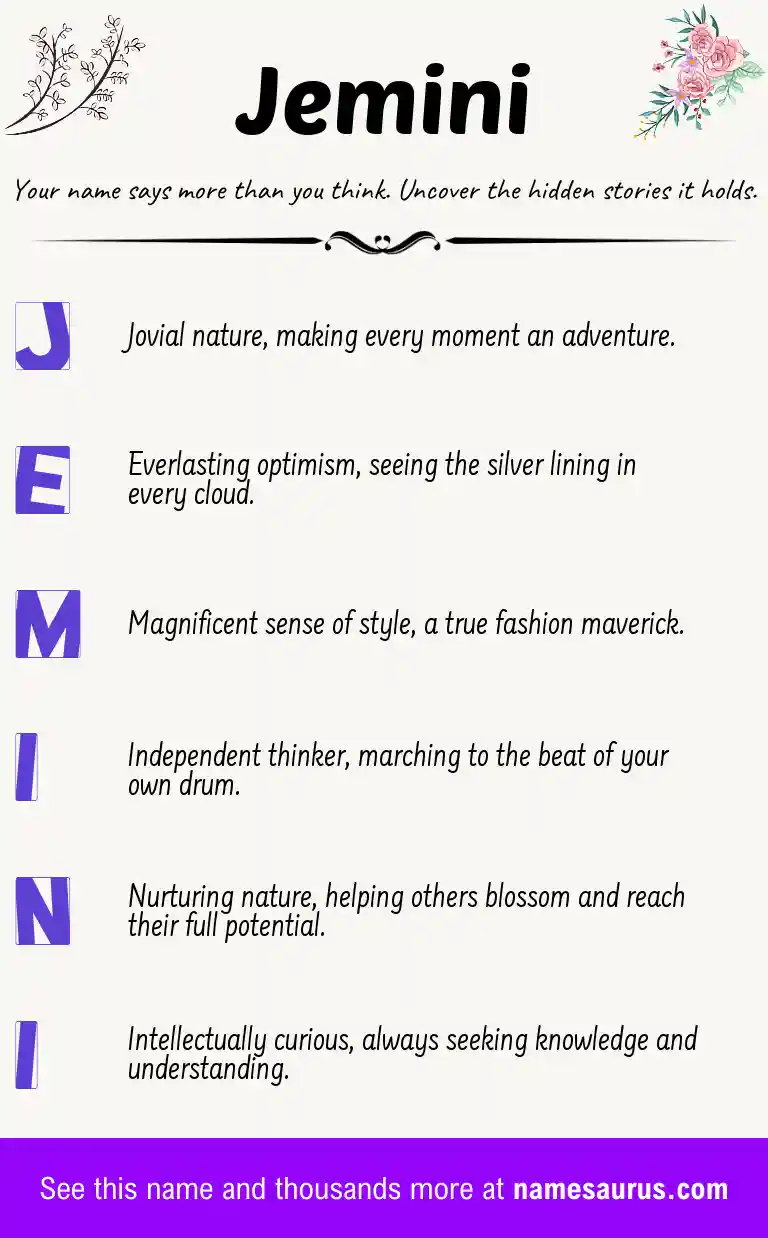 Acrostic poem about Jemini.