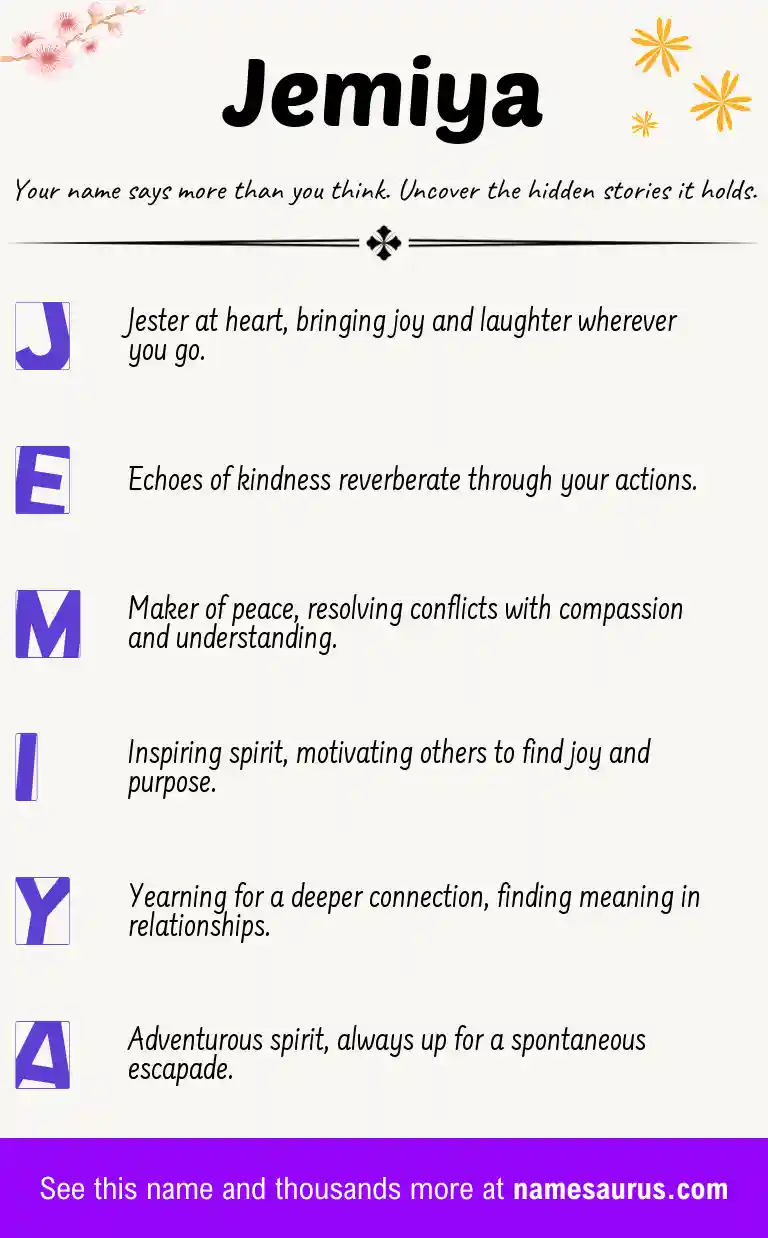 Acrostic poem about Jemiya.