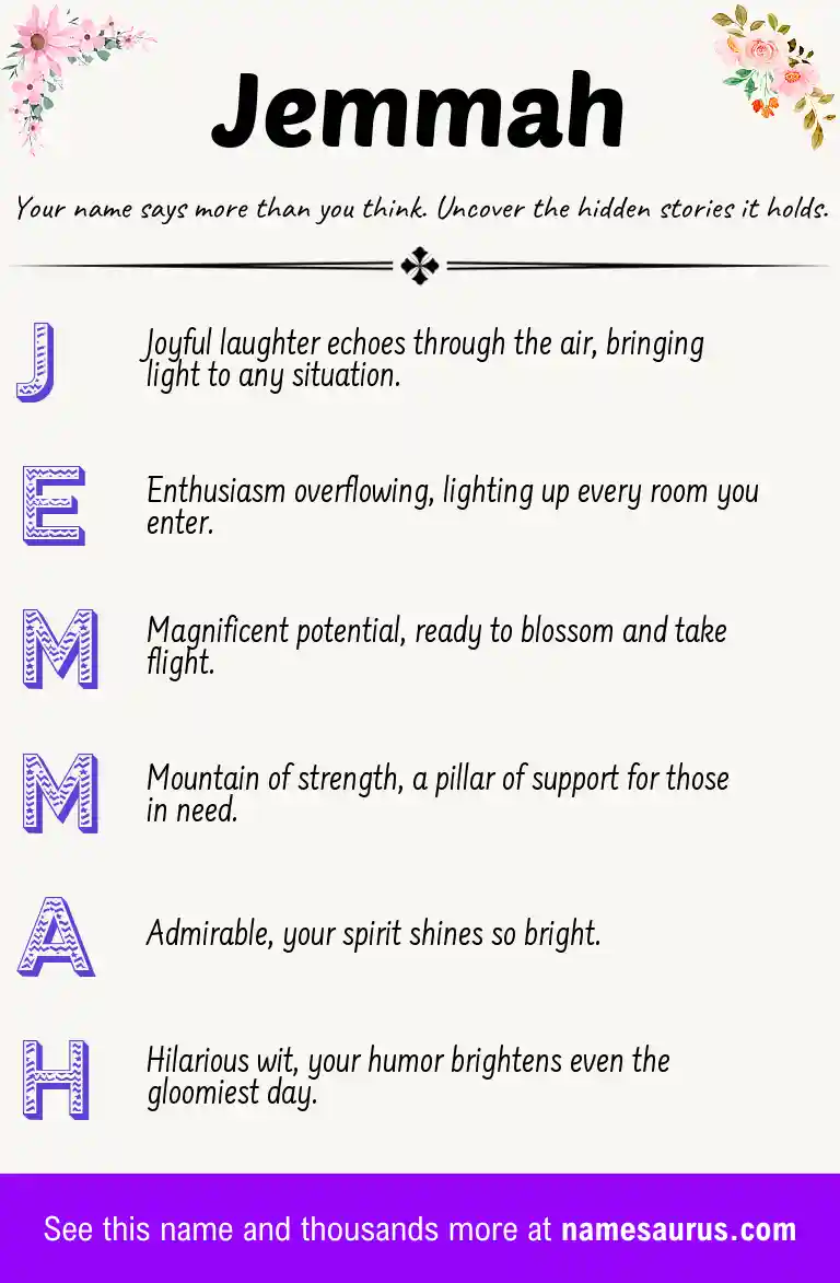 Acrostic poem about Jemmah.