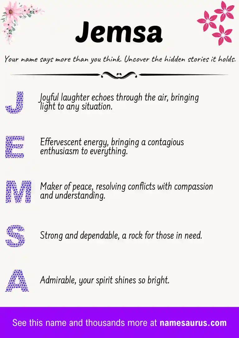 Acrostic poem about Jemsa.