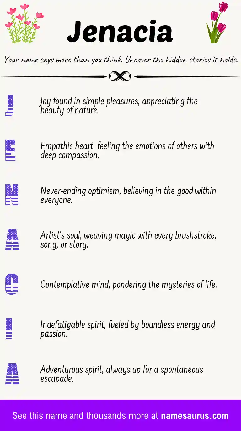 Acrostic poem about Jenacia.