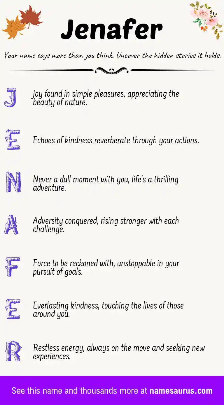 Acrostic poem about Jenafer.