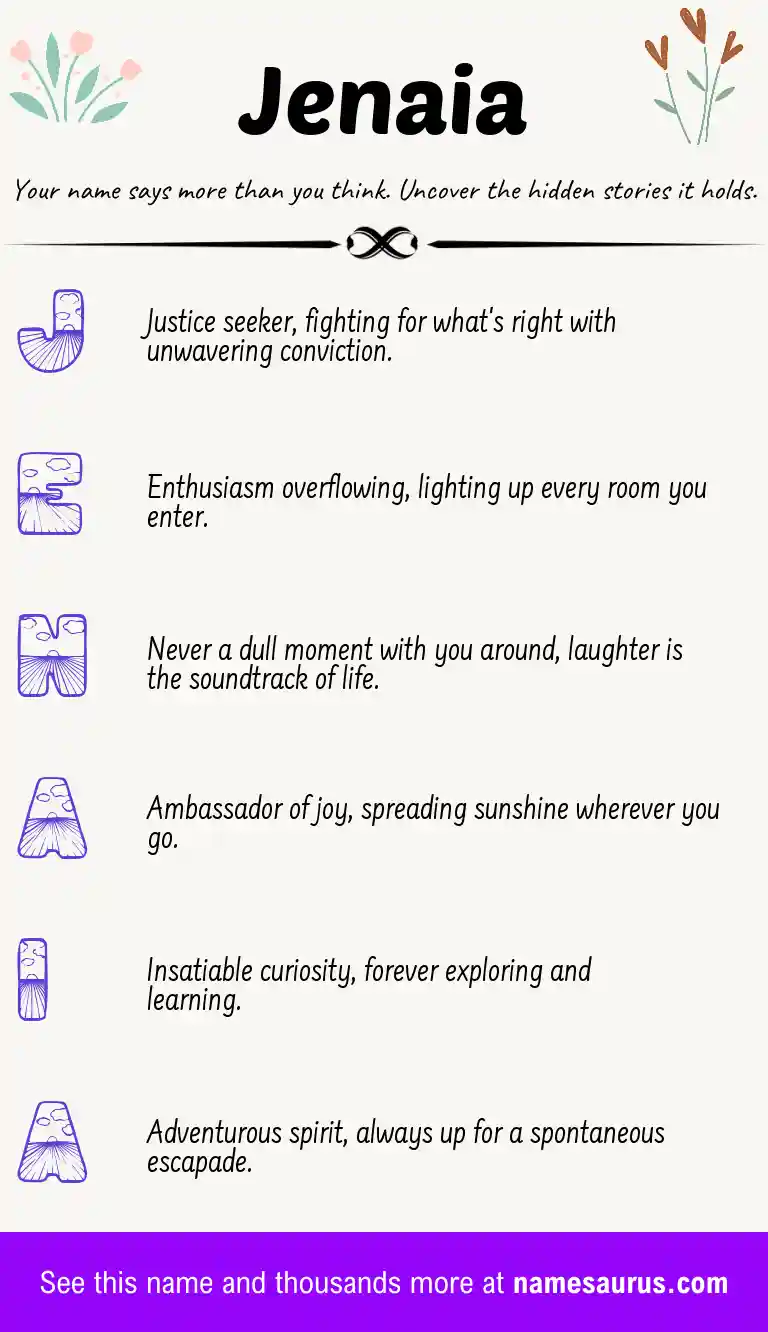 Acrostic poem about Jenaia.