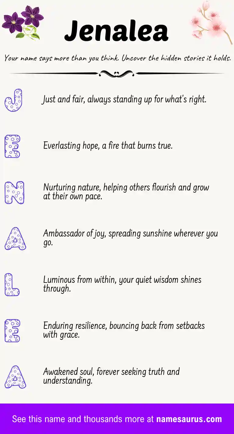 Acrostic poem about Jenalea.