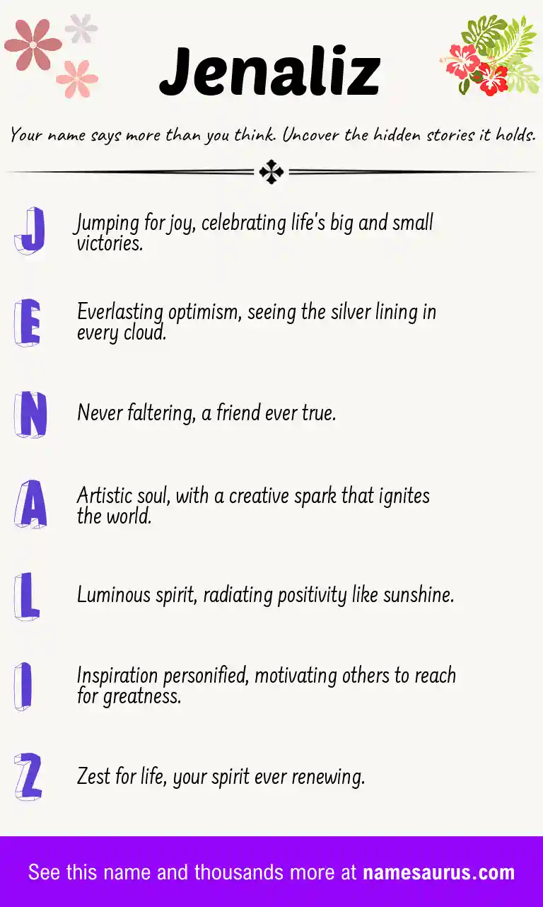 Acrostic poem about Jenaliz.