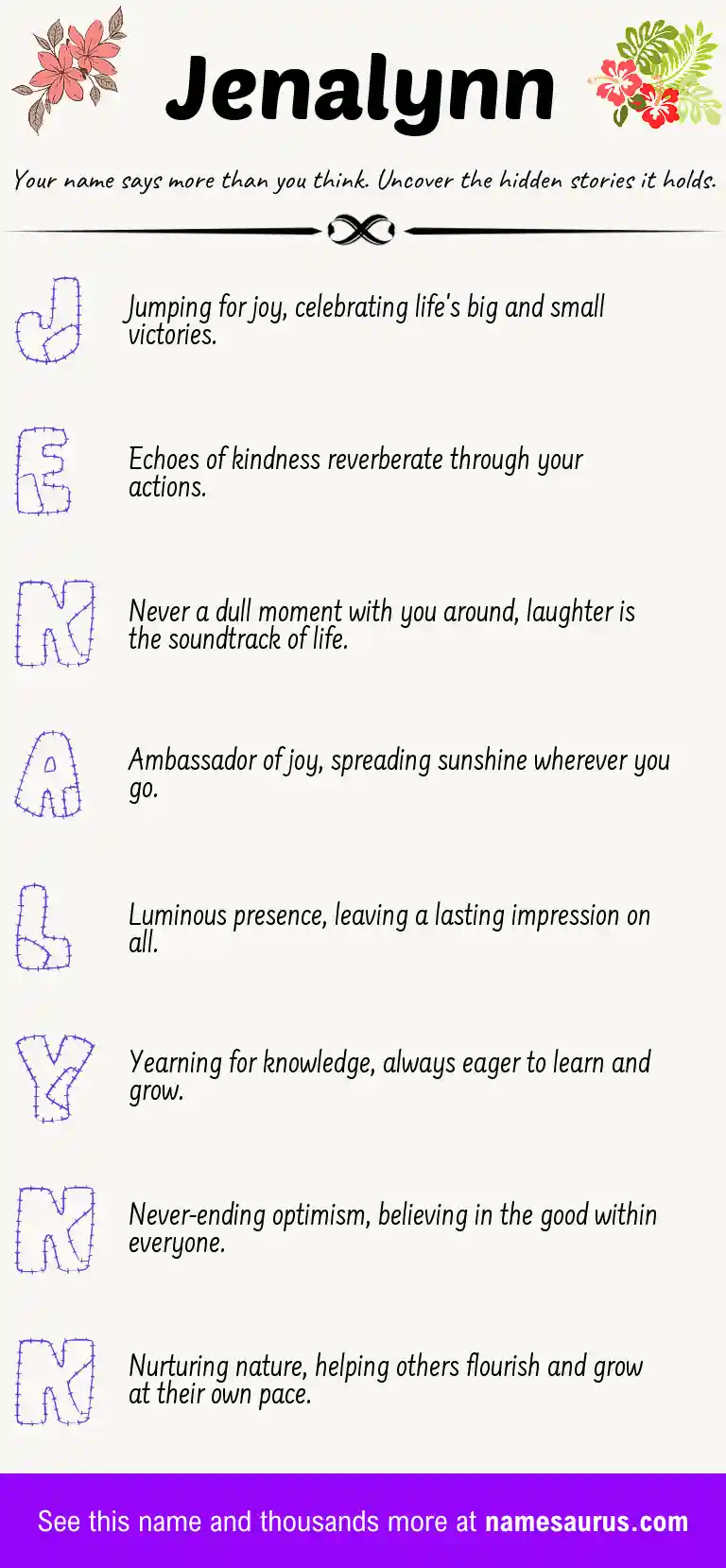 Acrostic poem about Jenalynn.