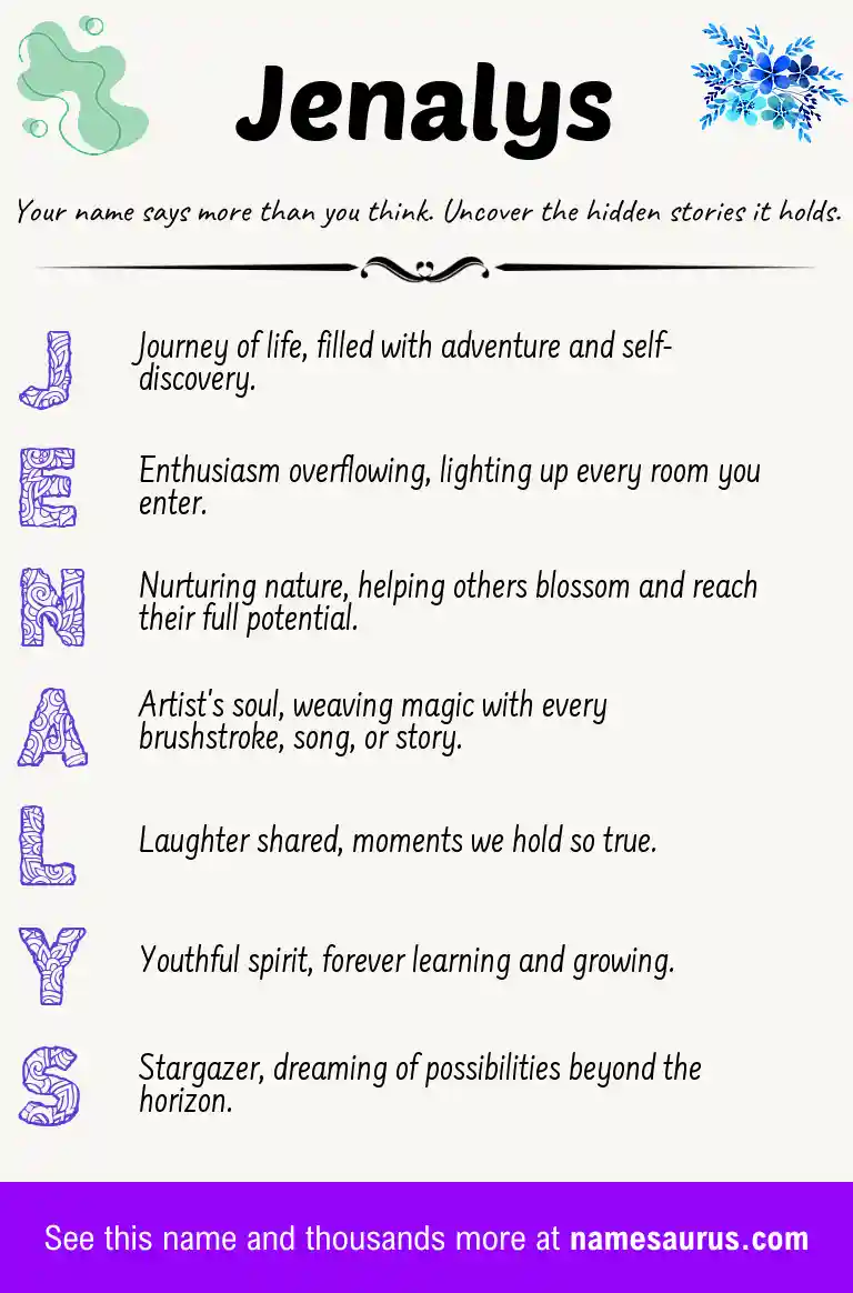 Acrostic poem about Jenalys.