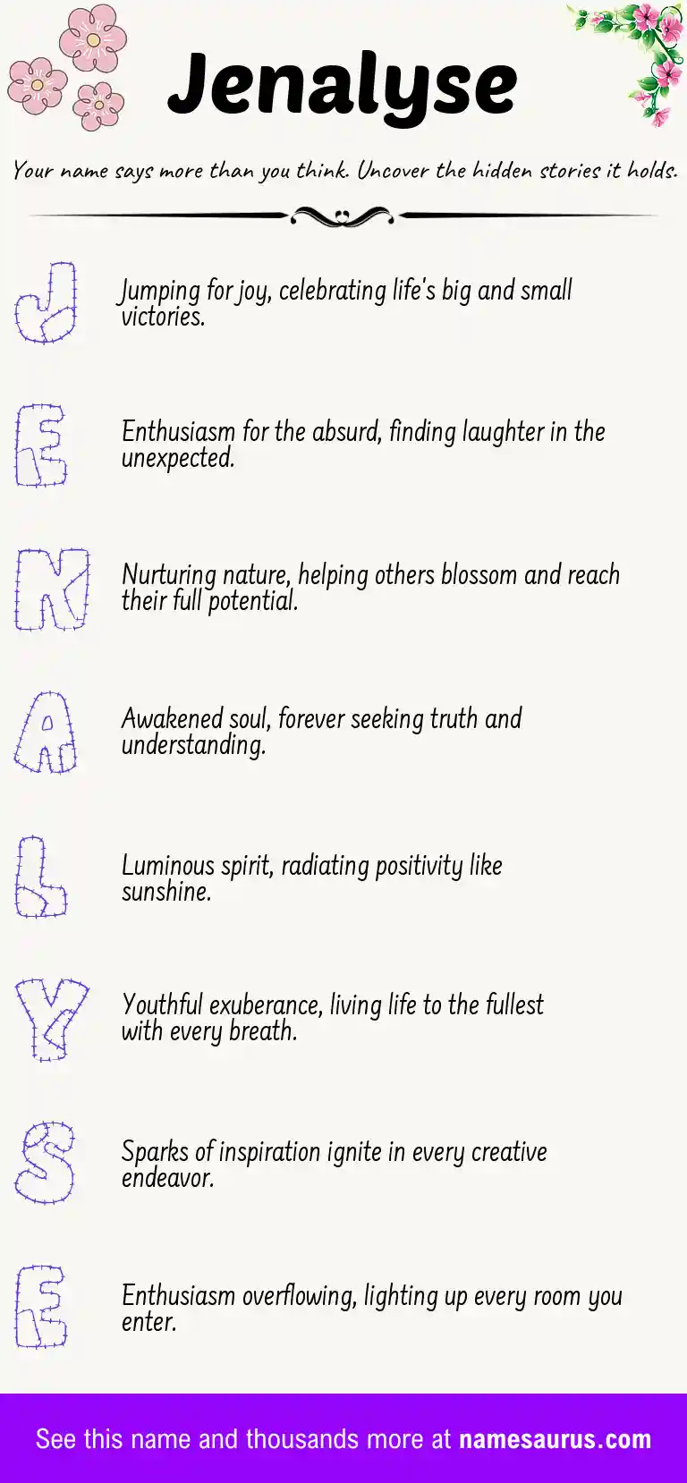 Acrostic poem about Jenalyse.