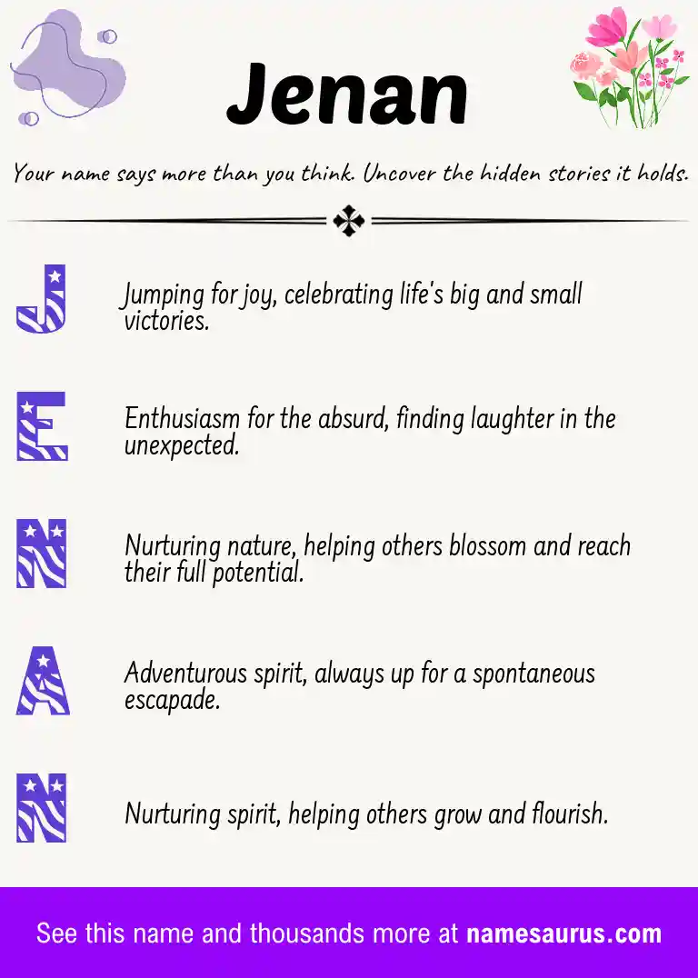Acrostic poem about Jenan.