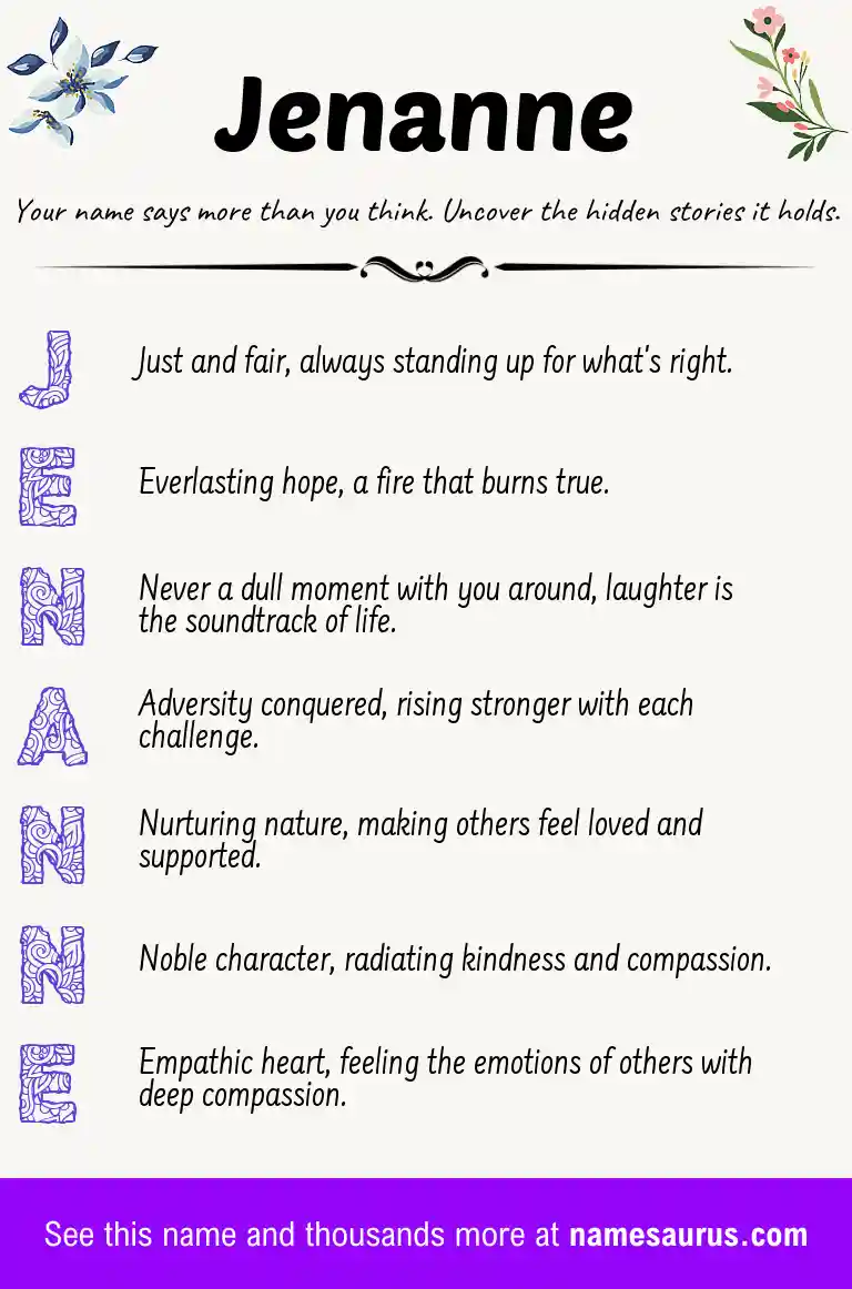 Acrostic poem about Jenanne.