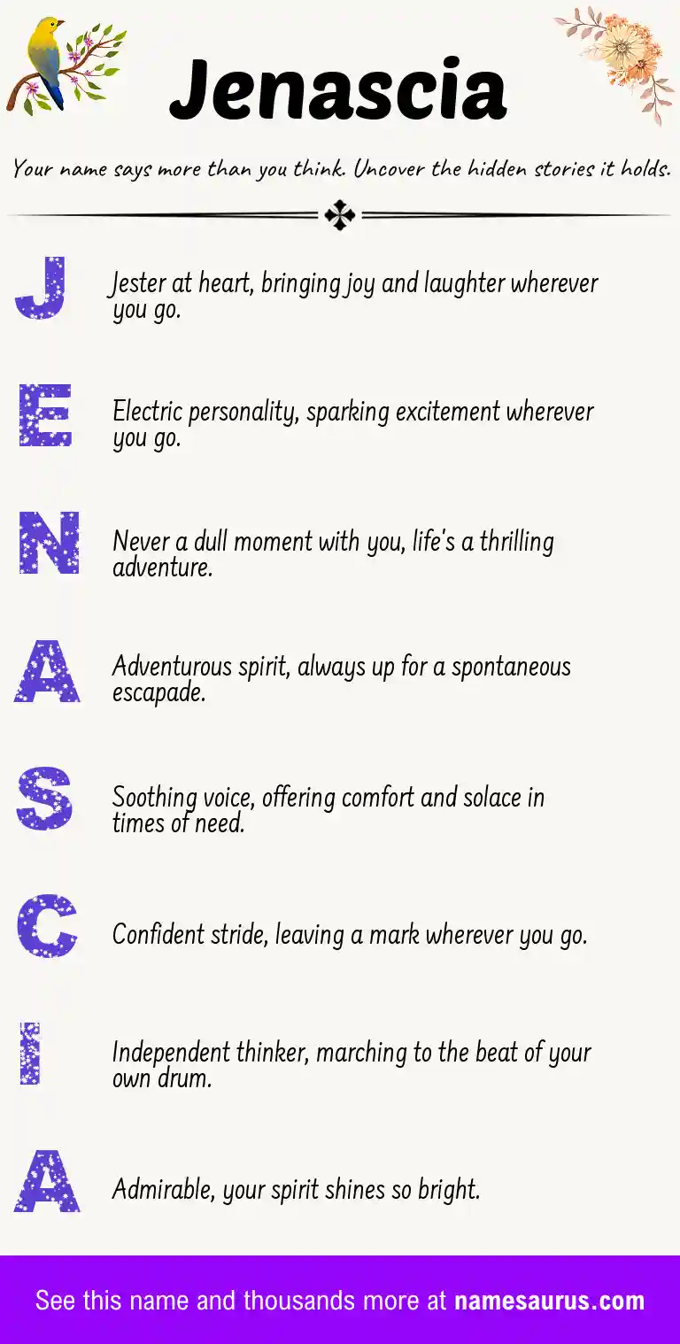 Acrostic poem about Jenascia.