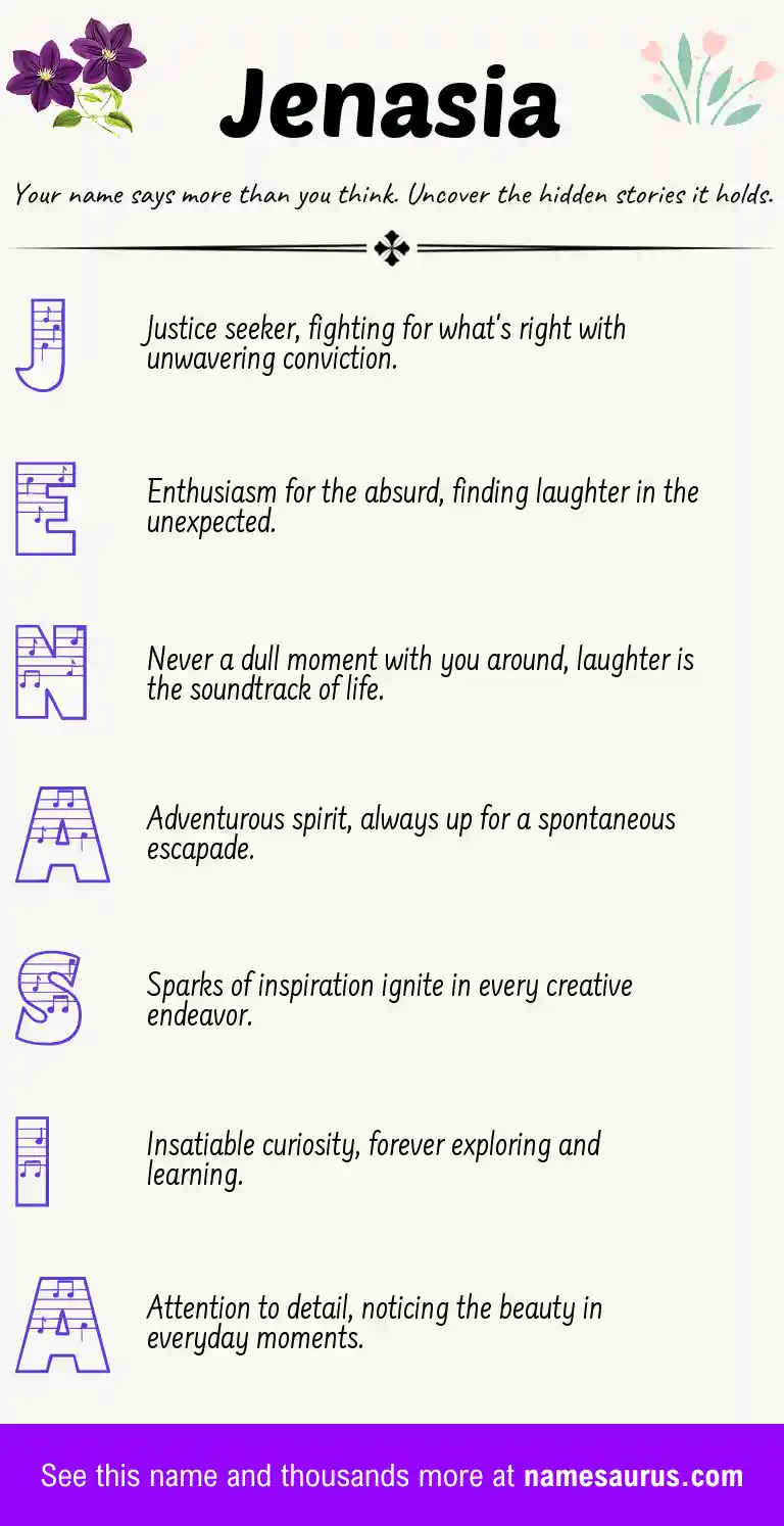Acrostic poem about Jenasia.
