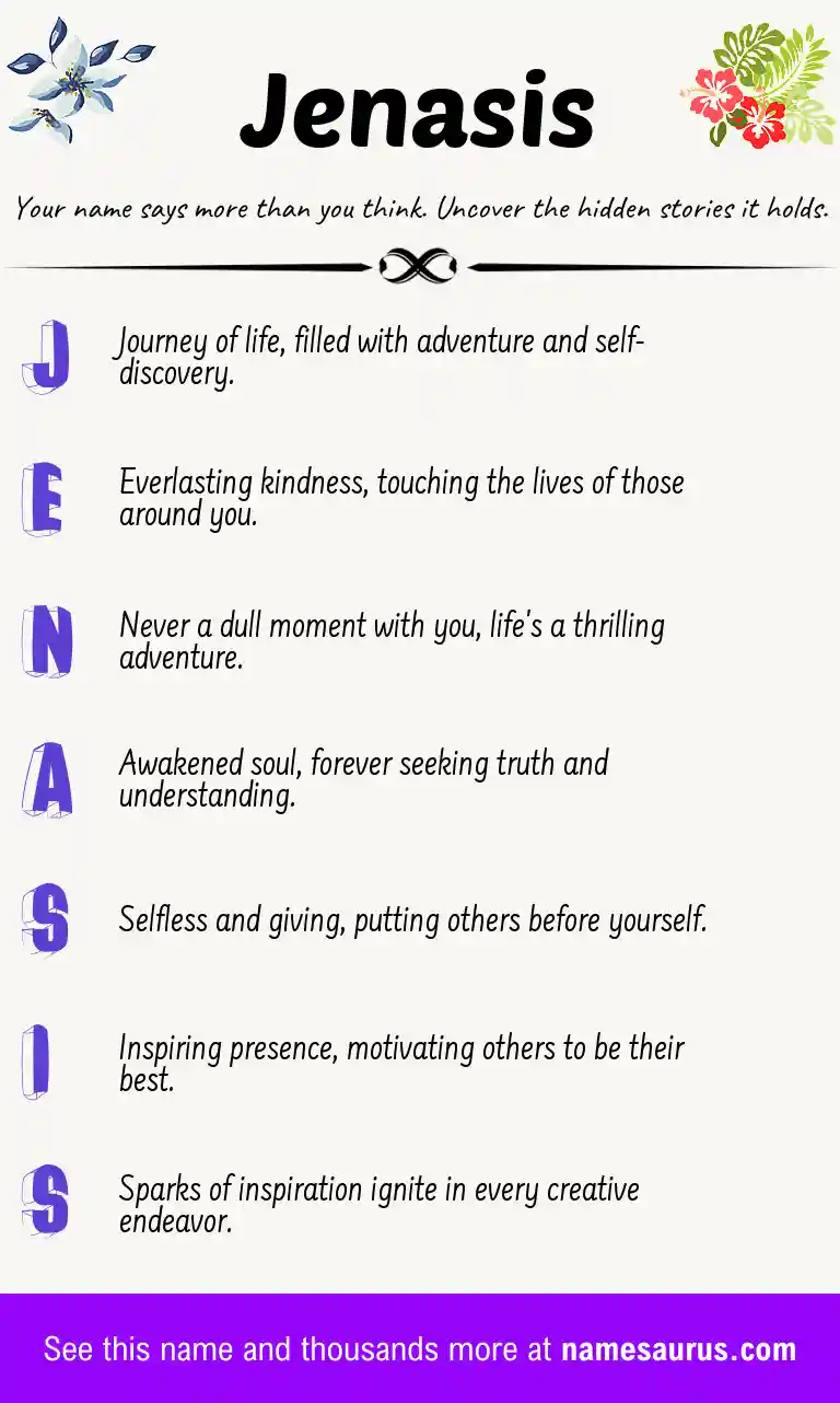 Acrostic poem about Jenasis.