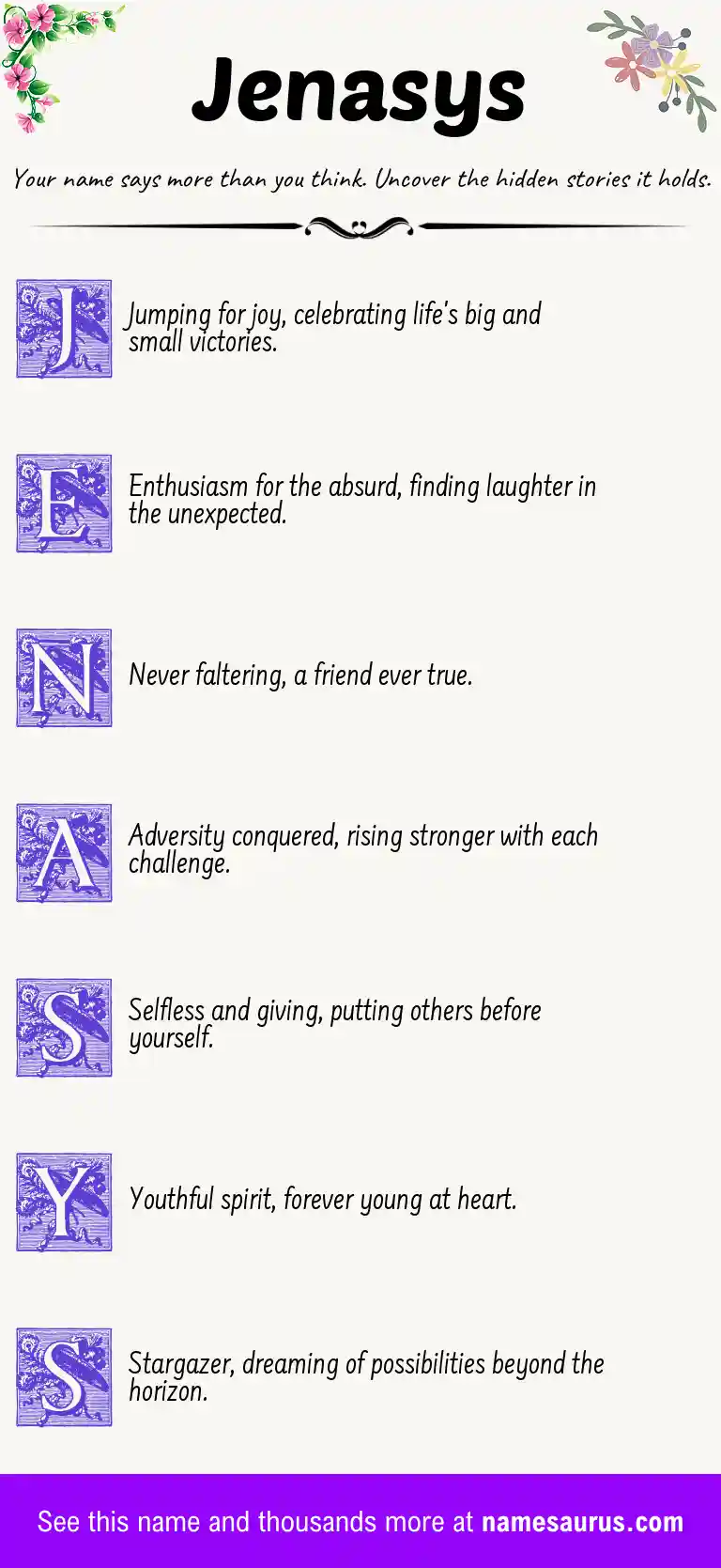 Acrostic poem about Jenasys.
