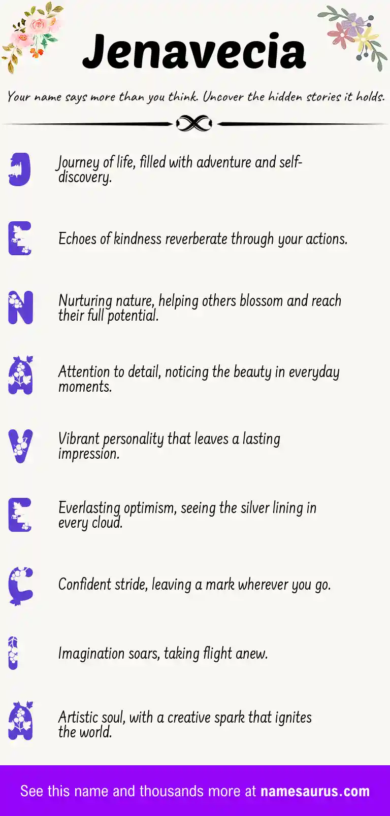 Acrostic poem about Jenavecia.