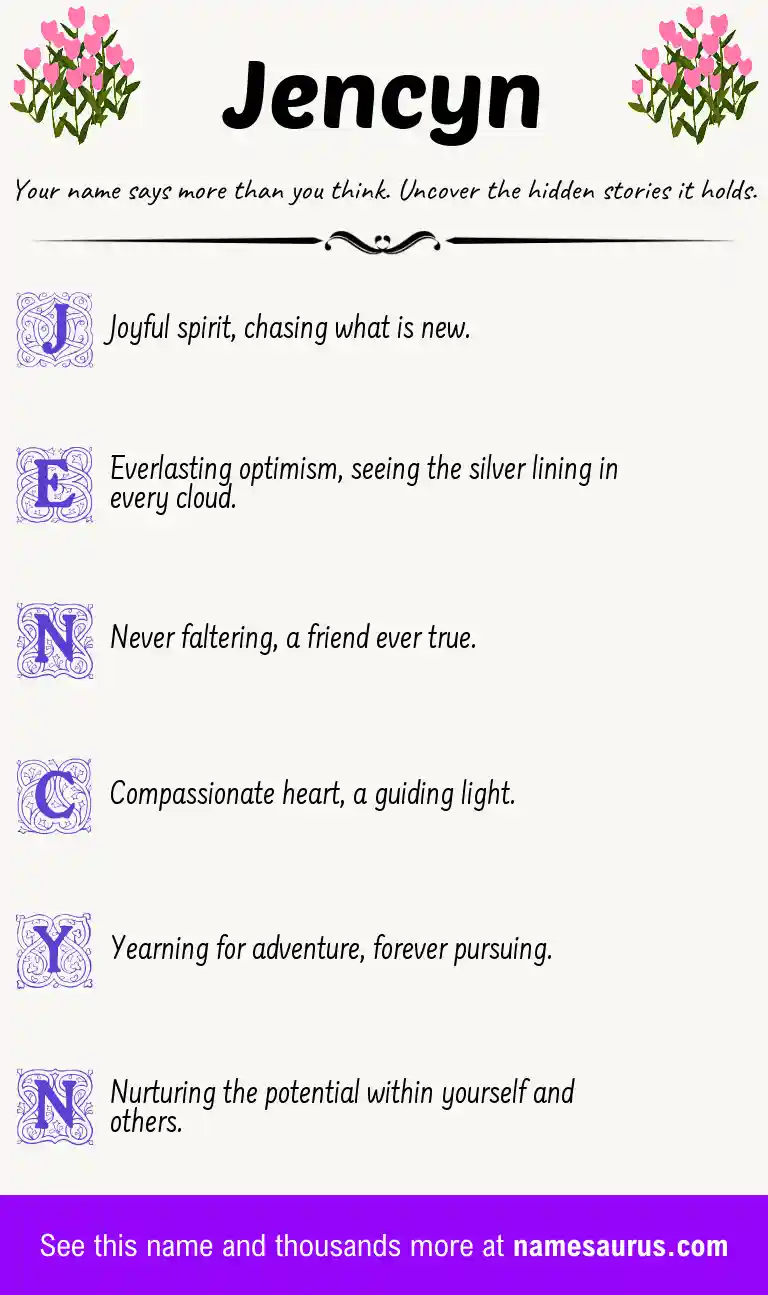 Acrostic poem about Jencyn.
