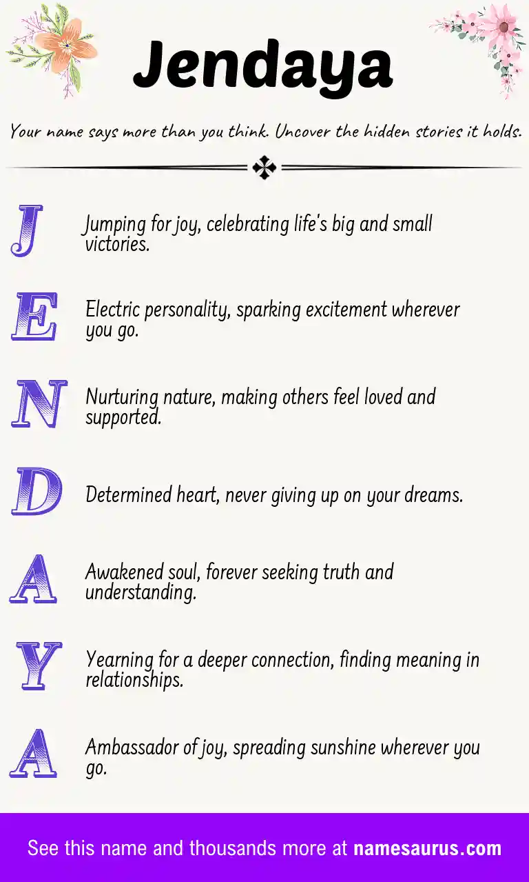 Acrostic poem about Jendaya.