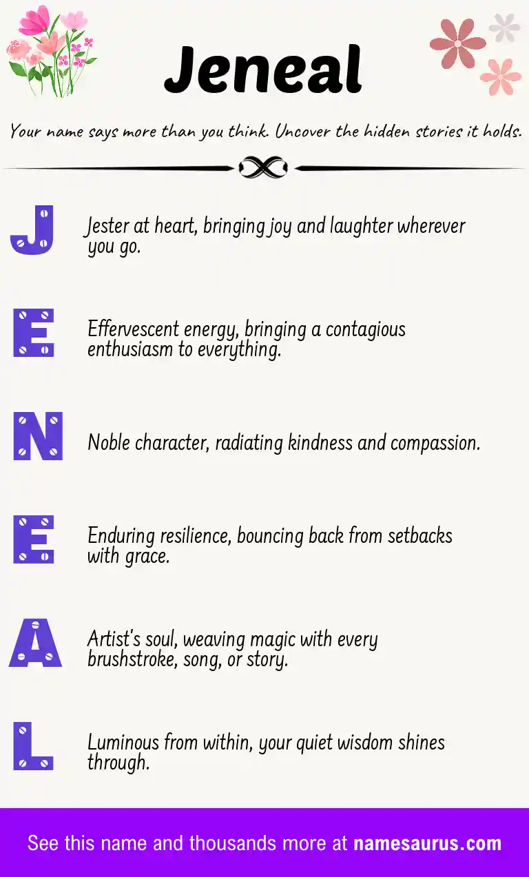 Acrostic poem about Jeneal.