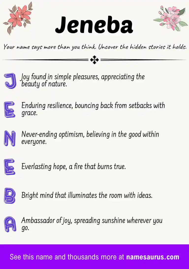 Acrostic poem about Jeneba.