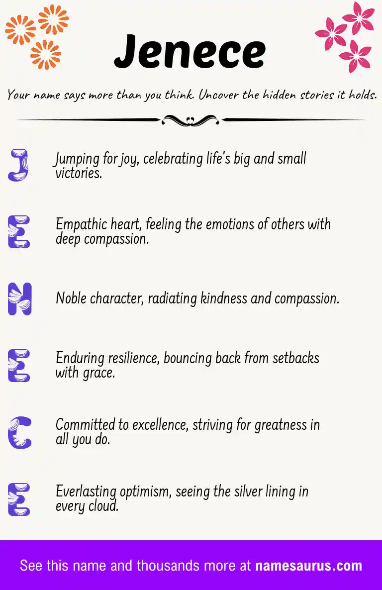 Acrostic poem about Jenece.