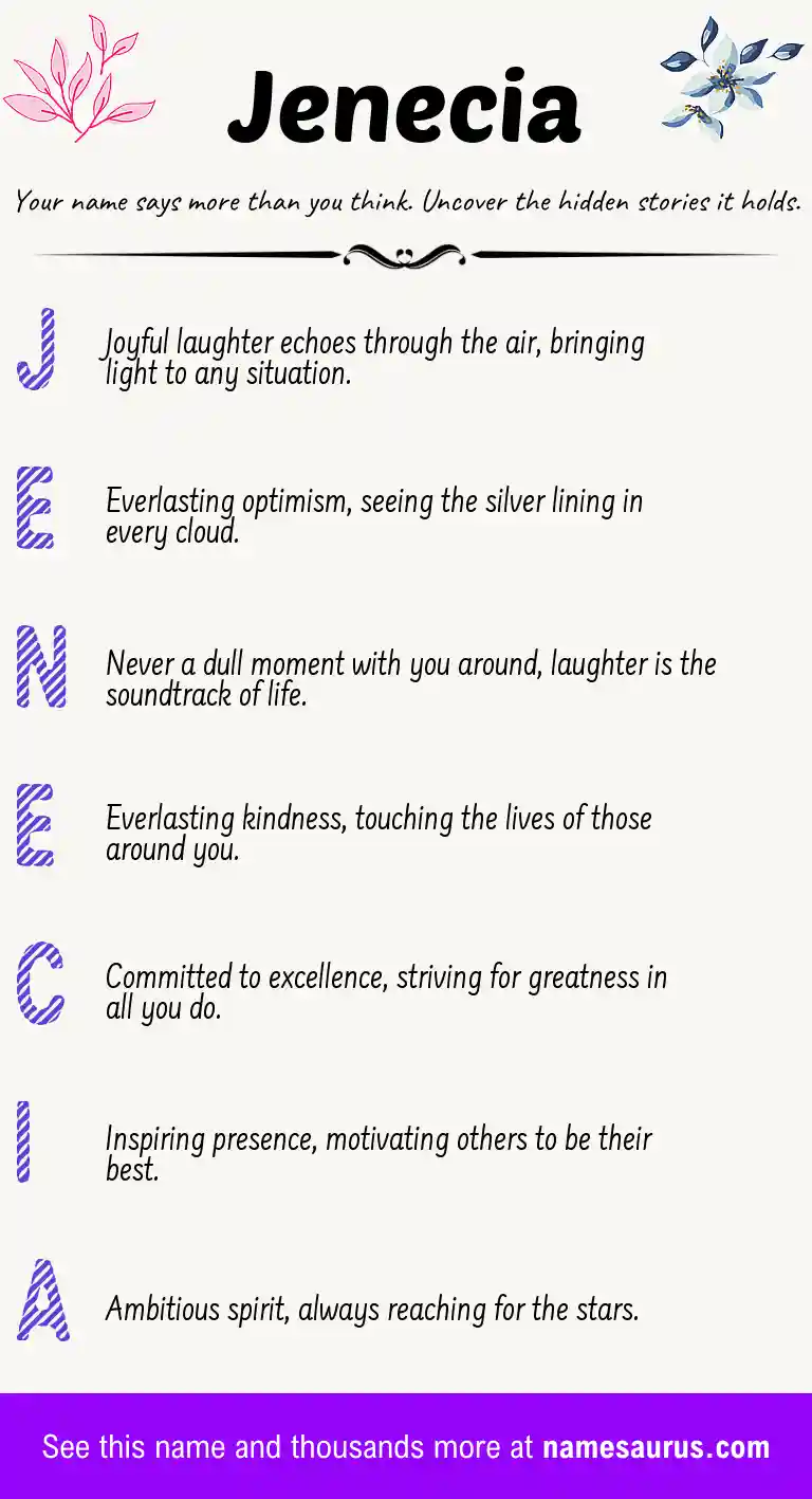 Acrostic poem about Jenecia.