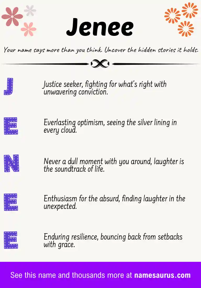 Acrostic poem about Jenee.