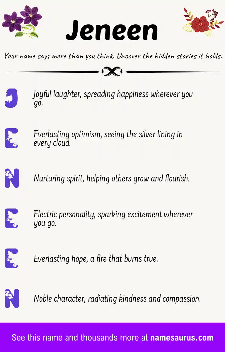 Acrostic poem about Jeneen.