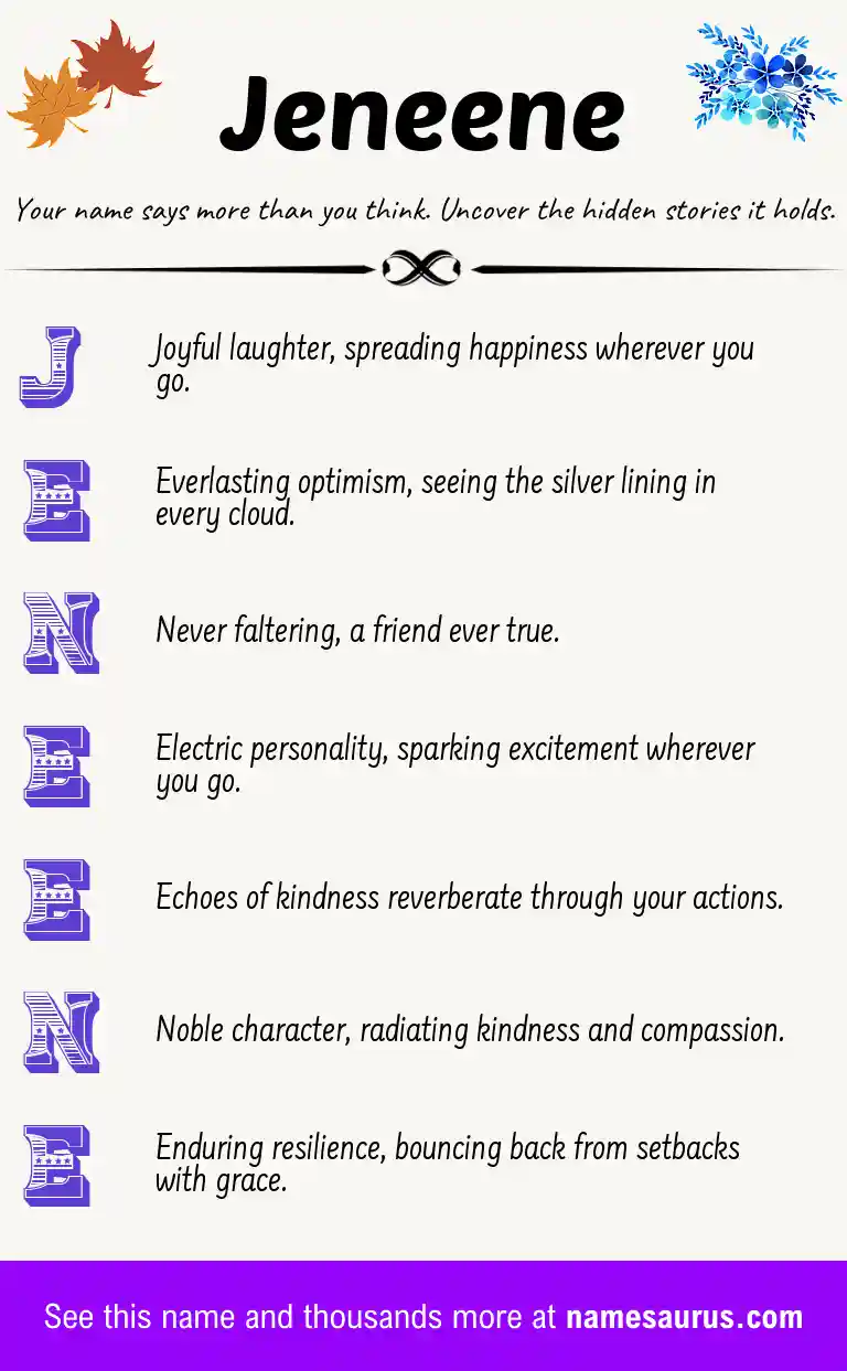 Acrostic poem about Jeneene.