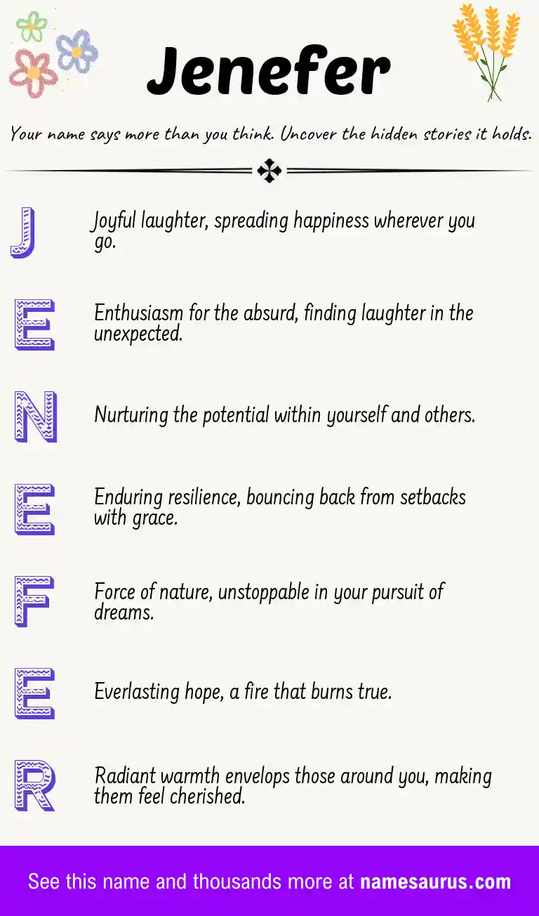 Acrostic poem about Jenefer.